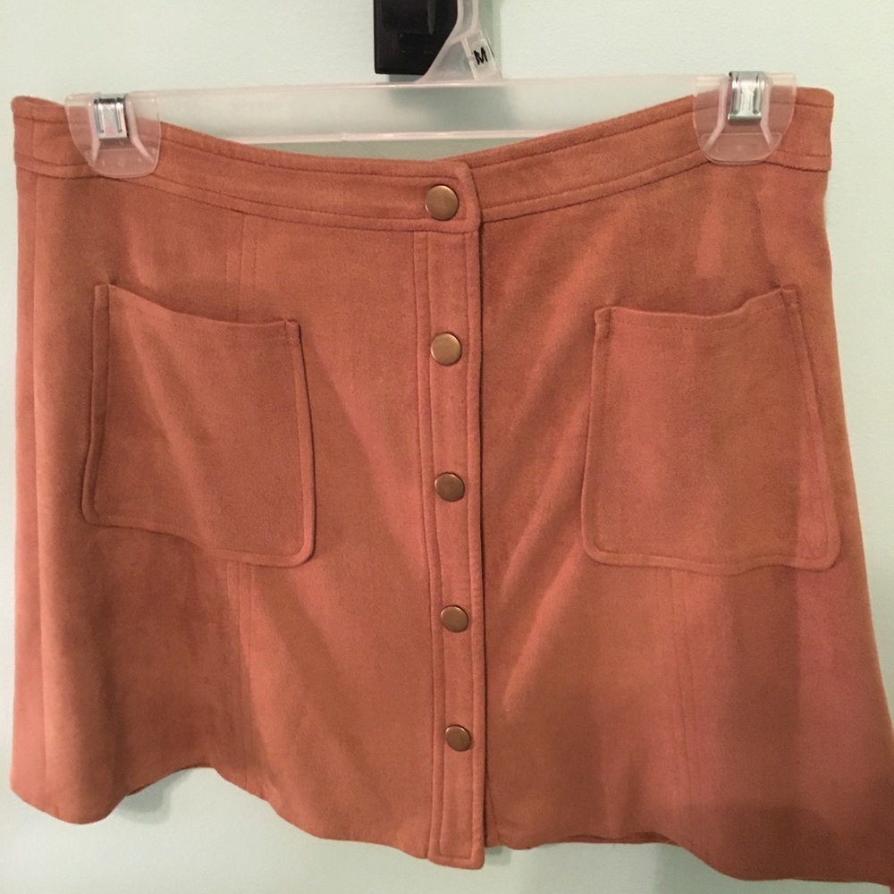 Camel colored faux suede skirt
